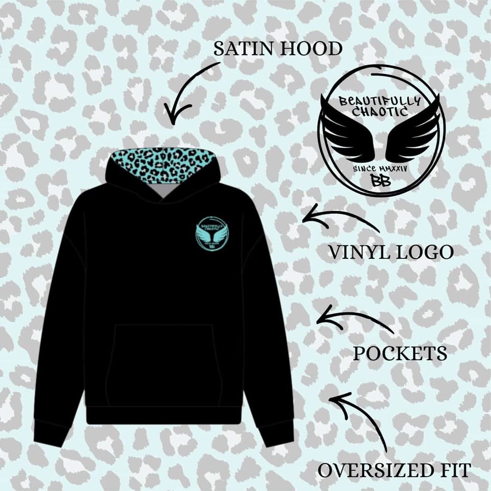 BB AQUA LEOPARD HOODED JUMPER- PREORDER 6 WEEKS