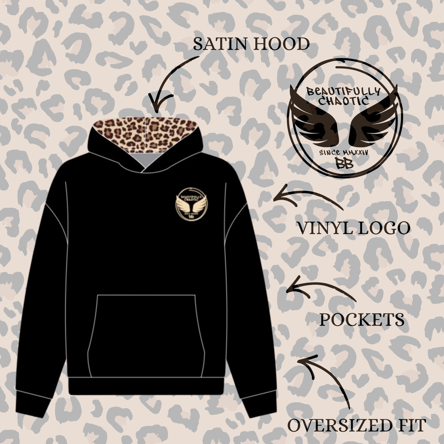 BB LEOPARD HOODED JUMPER- PRESALE 6 WEEKS